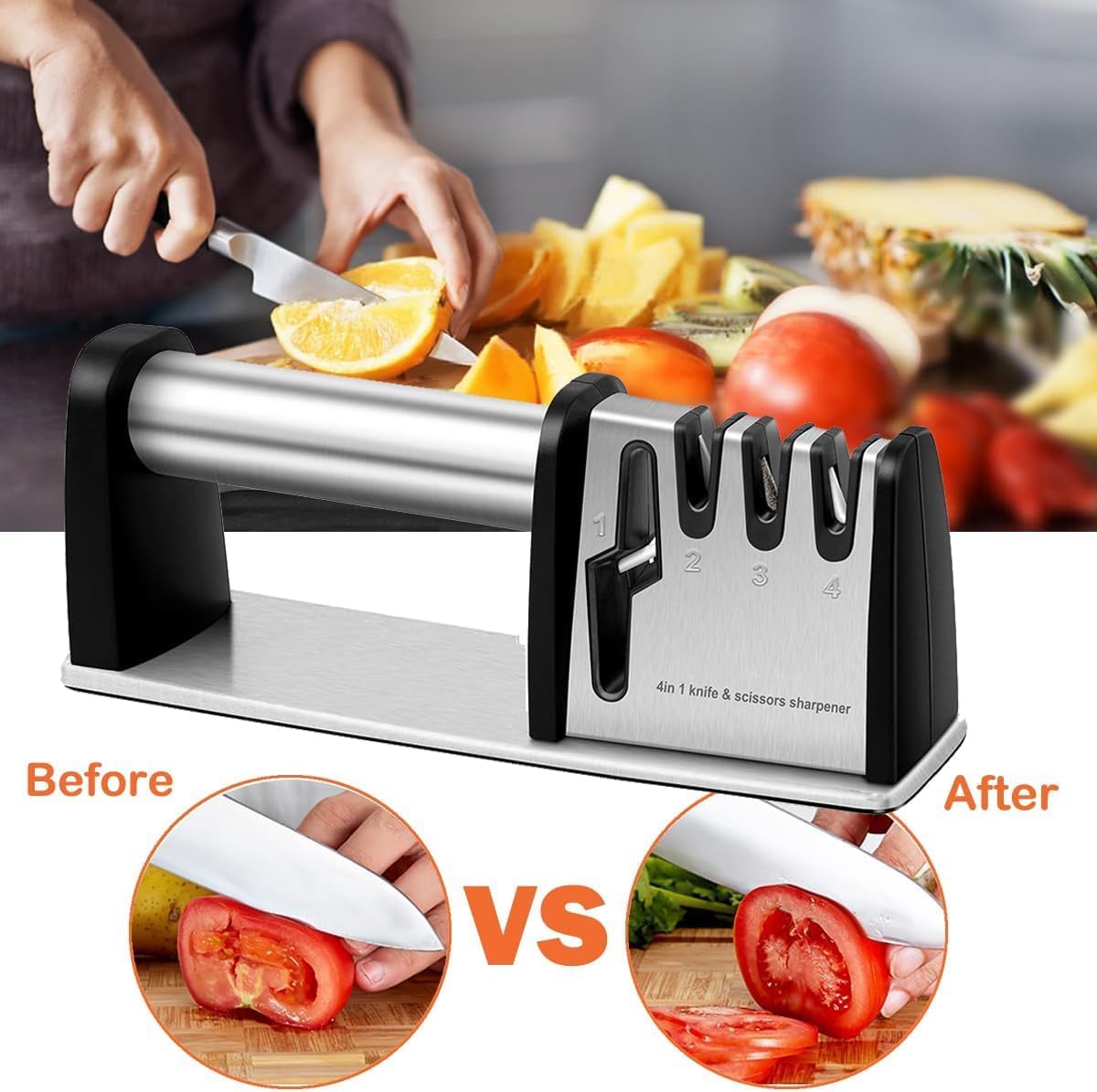 1pcs 4-in-1 Kitchen Blade And Scissor Sharpening Tool