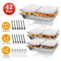 Set Of 42Pcs Disposable Chafing Dish Buffet Set Chafing Servers With Covers Spoons Forks Tongs Full-Size Pans Food Warmers For Parties Events Catering Supplies With Utensils And Lids GPCT5373
