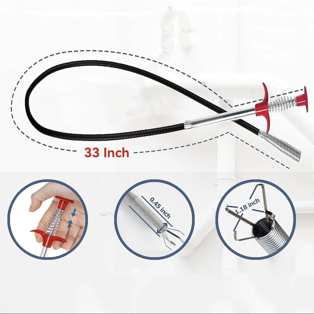 Drain Snake, 63in 33in Drain Clog Remover, 60cm 160cm Spring Pipe Dredging Tools, Drain Cleaner Sticks Clog Remover Cleaning Tools, Gutter Cleaning Tools Drain Cleaner For Toilet Sewer Shower Kitchen