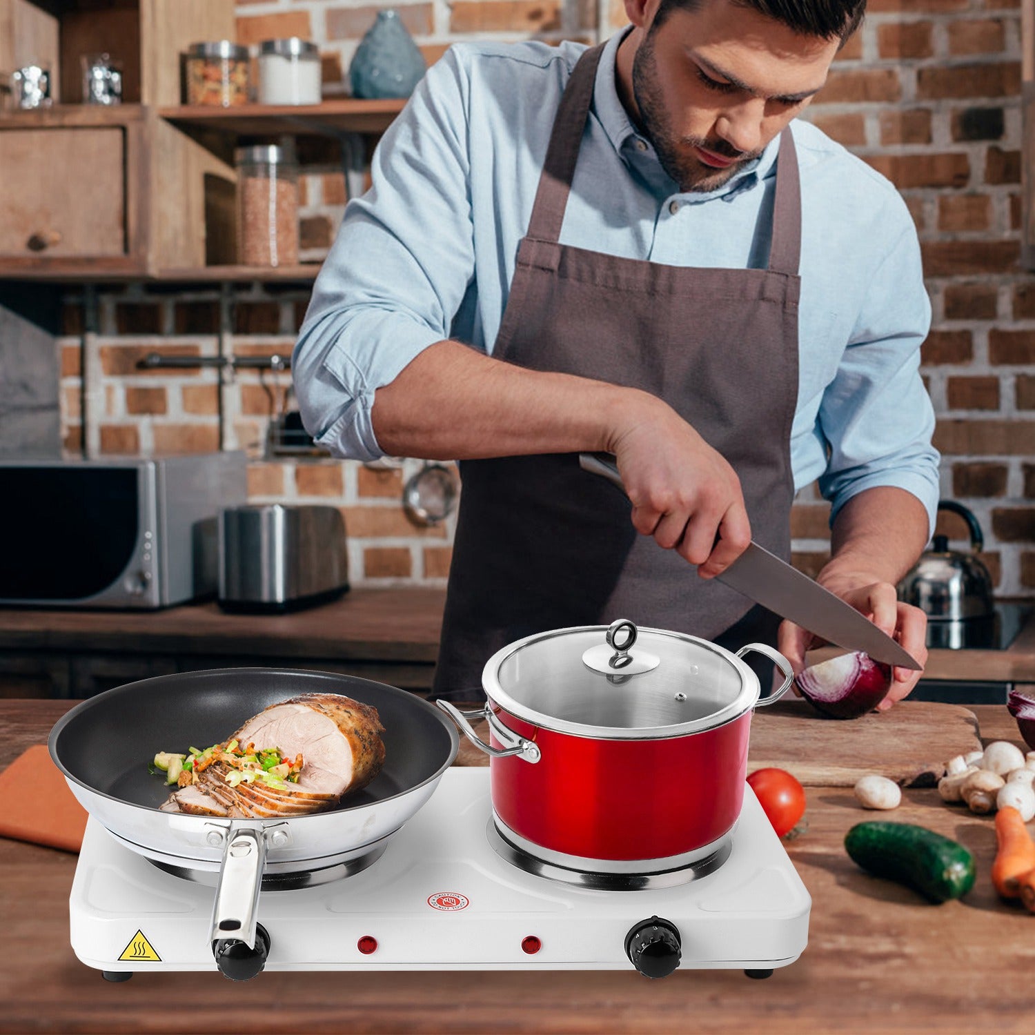 1Pc 2000W Double Electric Burner Double Hot Plate With 5 Gear Temperature Control