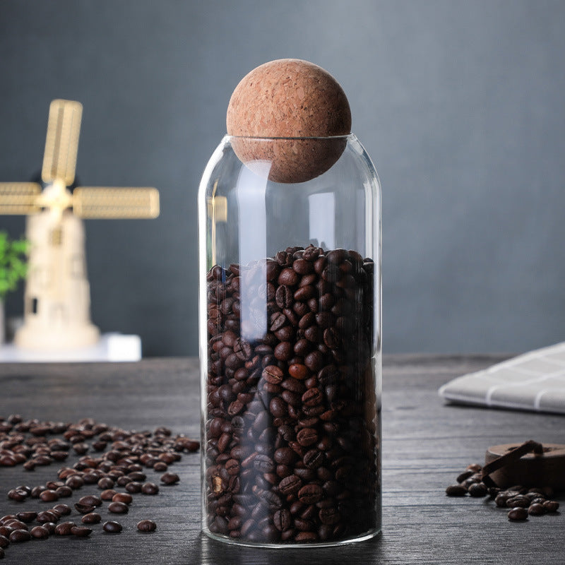 1 SET Storage Ball Jar, Glass Tea Jar, Minimalist Cork Jar, Sealed Candy Jar, Storage Jar, Coffee Jar, Dry Food Storage Jar, Coffee Storage Container