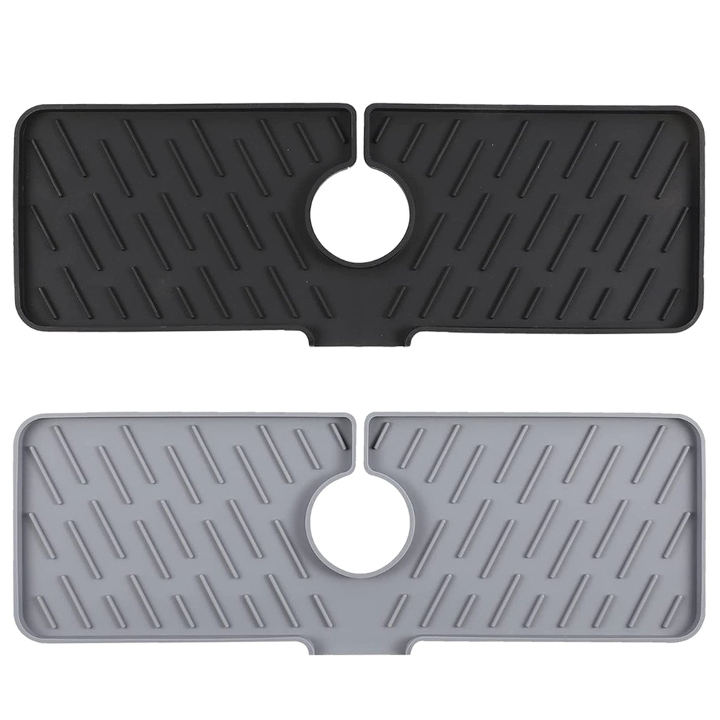 Black-Grey Color Options -- 1Pc Silicone Faucet Mat Kitchen Sink Splash Guard Drain Mat Drying Pad Kitchen Mat Bathroom Drip Catcher