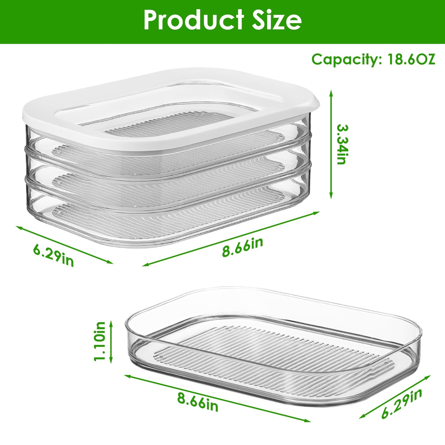 2Pcs Deli Meat Container With Lid For Fridge Stackable Bacon Container Clear Food Storage Box With Lid Meal Prep Container For Lunch Meat Salami Cold Nuts