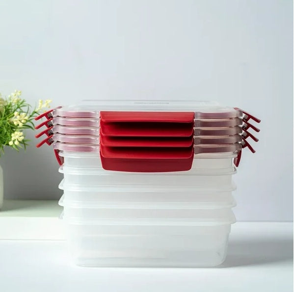 5 Pack Stackable Food Storage Containers Airtight & Leakproof Set Snap Lock Lids