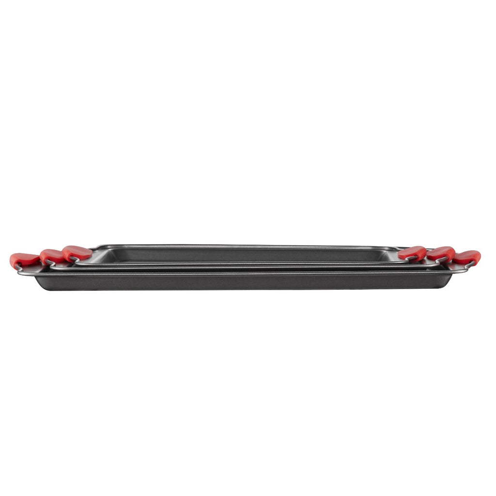Baking Pan Set 3-Piece Nonstick Carbon Steel Bakeware Set With Silicone Handle