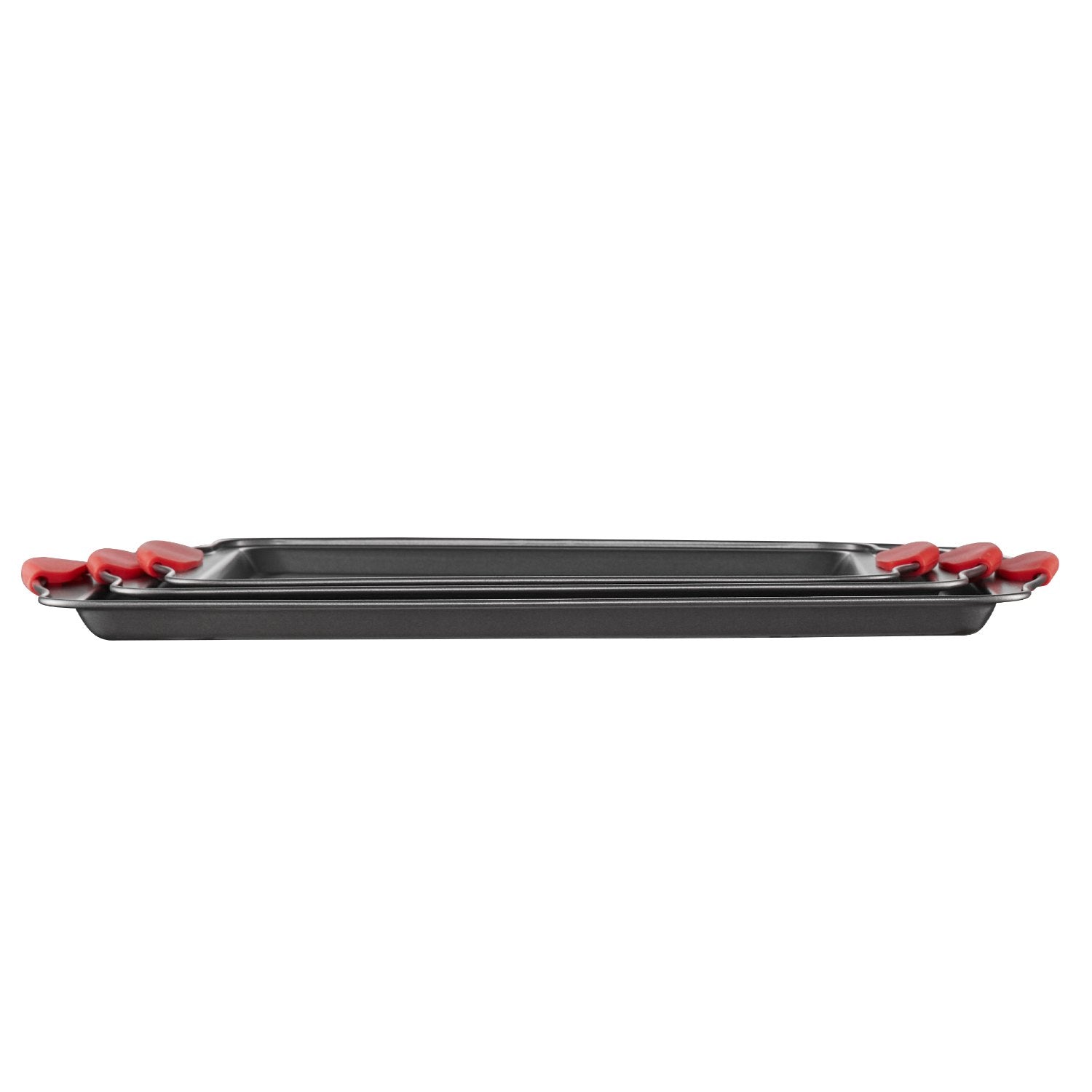 Baking Pan Set 3-Piece Nonstick Carbon Steel Bakeware Set With Silicone Handle